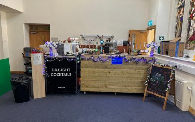 Inside bar at a chruch wedding 