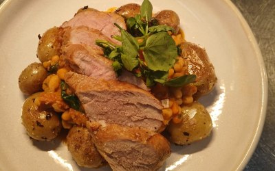 Pork loin and chorizo and beans stew 