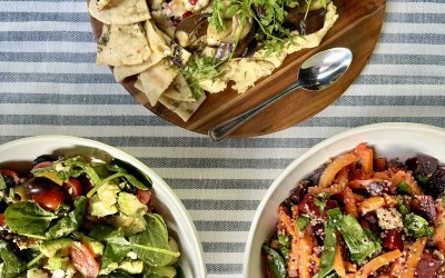 sharing boards and large buffet salads