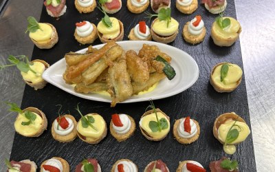 Canopies with fried courgette,  