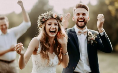 Happy bride and groom 