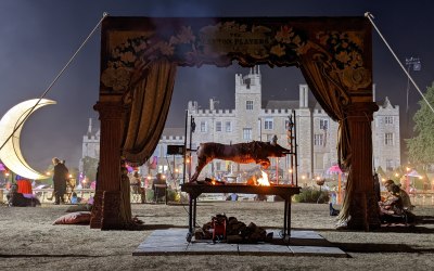 Theatrical display of hog roast