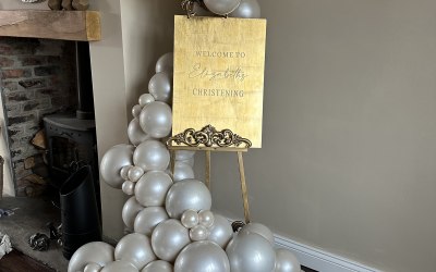 Luxury welcome easel. Custom colour balloons. Double stuffed. 