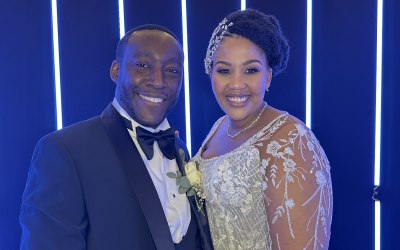 Ruth & Emmanuel Wedding Couple loving our private shoot on our Luxury 360 Photobooth