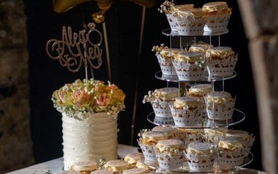 Engagement cake and cupcakes