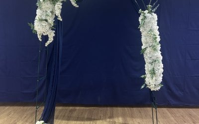 Floral arrangements on an archway