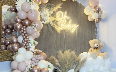 Our Velvet Backdrop Package for a Baby Shower