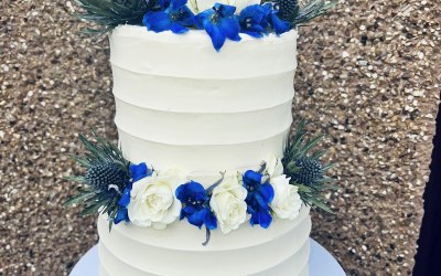 2 tier anniversary cake with fresh flowers from a local supplier 