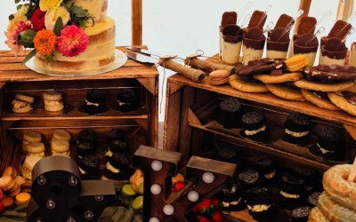 Wedding cake sweet graze set up in West Malling