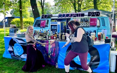 Festival goers enjoying the cocktails