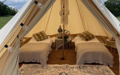 A typical wedding bell tent interior