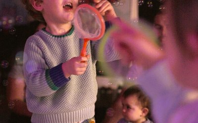 Enjoying the bubbles at a recent birthday party!