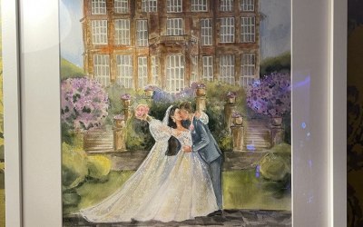 Watercolour live couple portrait 