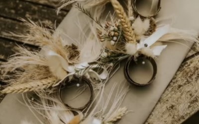 Dried flower wrist corsages for bridesmaids