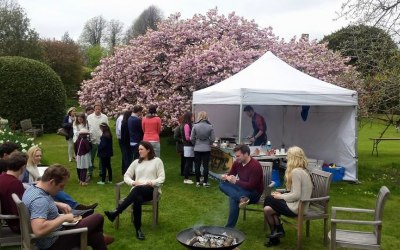 eating crepes in the garden party