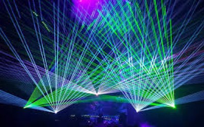 Three lasers producing beams