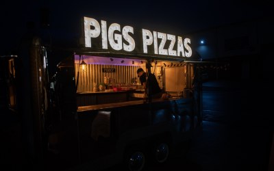 Porky the trailer at night 