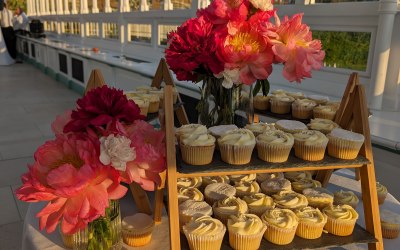 Wedding Cake Table with Flowers