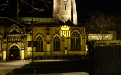 Projection onto buildings - Leicester Cathedral.