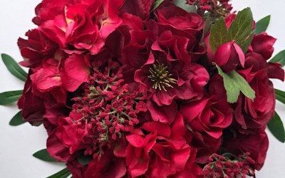 Silk Flower Bridal Bouquet Burgundy Jewel