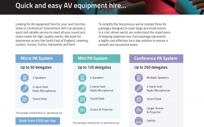 Info sheet with prices