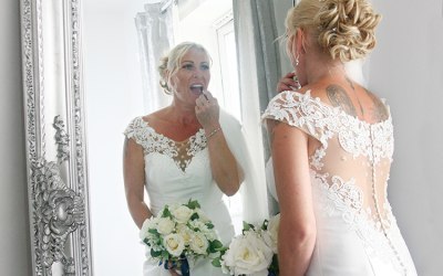 Bride in mirror