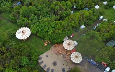 Aerial view of structures