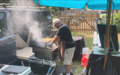 Our Mobile Catering Van allows us to set up and pack away quickly. Ideal for any event location that allows access for our vehicle.  Where this isnt possible, we revert to our Gazibo set up.