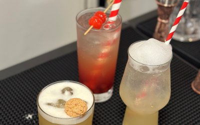 The set from a Mocktail set up we covered! Amarretti sour, spiced mango boba and a foamed Nojito