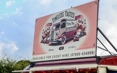 Retractable Signage on top of the Van