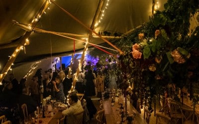 Fairy lights in the tipis