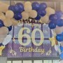 Our 60th backdrop with balloon aches