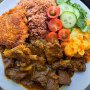 Curry goat and fry chicken 